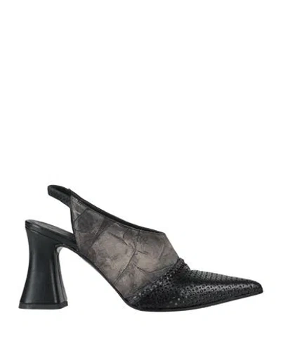 Le Ruemarcel Woman Pumps Black Size 8 Leather, Textile Fibers