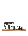 Le Salentine Woman Thong Sandal Black Size 6 Calfskin