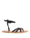 LE SALENTINE LE SALENTINE WOMAN THONG SANDAL BLACK SIZE 8 CALFSKIN