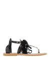 Le Salentine Woman Thong Sandal Black Size 6 Leather In Black