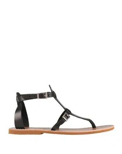 Le Salentine Woman Thong Sandal Black Size 8 Cowhide