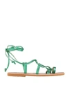 Le Salentine Woman Thong Sandal Green Size 6 Calfskin