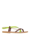 Le Salentine Woman Thong Sandal Lime Green Size 7 Leather In Green