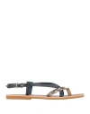 Le Salentine Woman Thong Sandal Navy Size 10 Leather In Blue