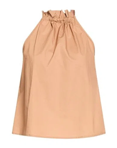 Le Sarte Del Sole Woman Top Camel Size 2 Cotton In Brown