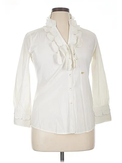 Pre-owned Le Sarte Pettegole 3/4 Sleeve Button Down Shirt In Ivory