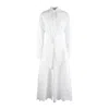 Le Sarte Pettegole Over Fit Kimono Dress With Belted Waist In White Sangallo Stretch Cotton In White