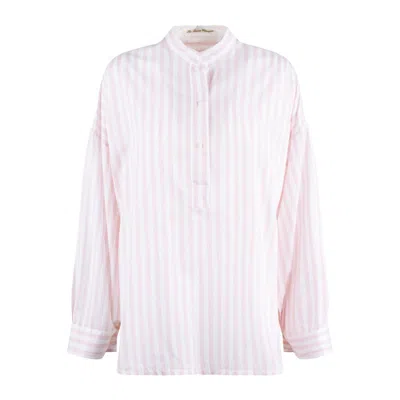 Le Sarte Pettegole Pink And White Striped Long Shirt In White, Pink