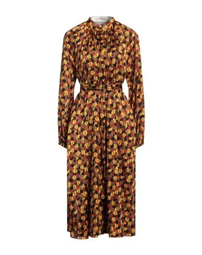 Le Sarte Pettegole Woman Midi Dress Brown Size 6 Silk, Elastane