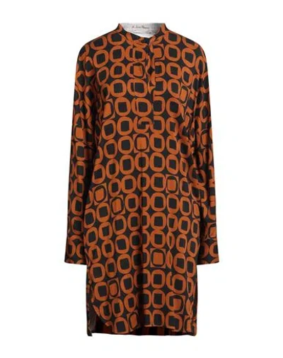 Le Sarte Pettegole Woman Mini Dress Brown Size 10 Viscose, Elastane In Orange