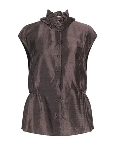 Le Sarte Pettegole Woman Shirt Dark Brown Size 6 Silk