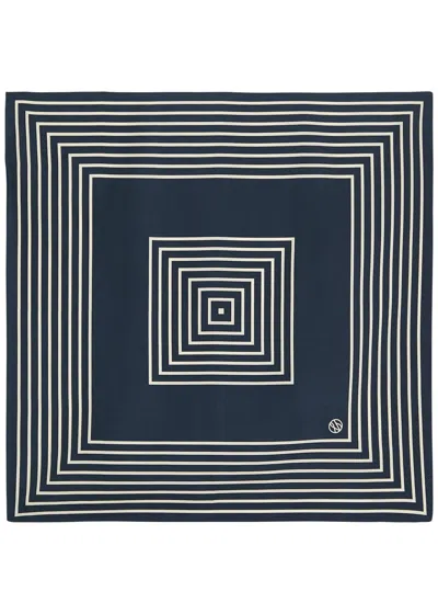 Le Scarf Striped-print Silk Scarf In Blue