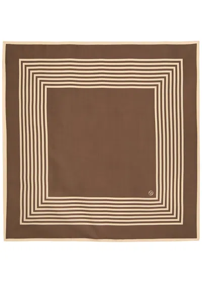 Le Scarf Striped-print Silk Scarf In Brown