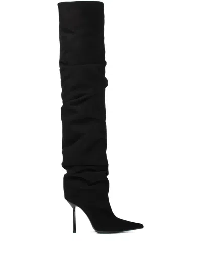 Le Silla 100mm Bella Calf-suede Boots In Black