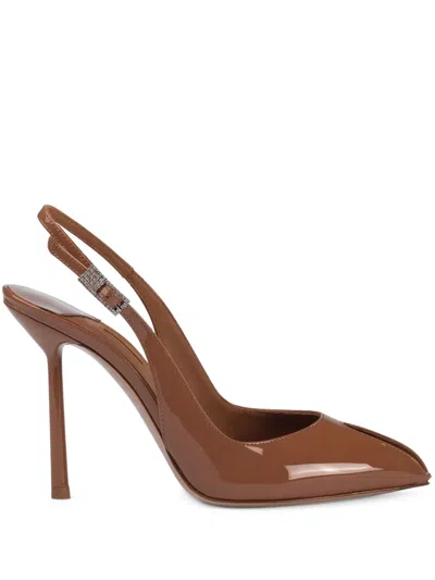 Le Silla 100mm Clivage Slingback Pumps In Brown