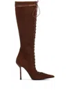 Le Silla 100mm Colette Lace-up Suede Boots In Brown