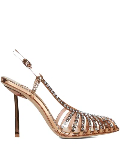 Le Silla 100mm Crystal-embellished Slingback Sandals In Brown