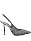 Le Silla 100mm Embellished Slingback Heeled Pumps In Metallic