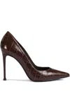 Le Silla 100mm Eva Crocodile-effect Pointed-toe Pumps In Brown