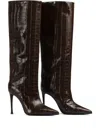 Le Silla 100mm Eva Crocodile-embossed Stiletto Boots In Brown