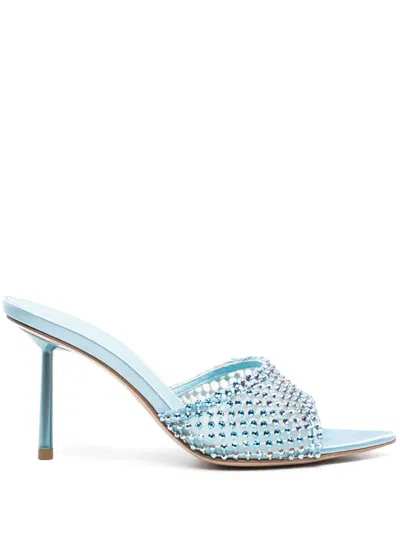 Le Silla Gilda 100mm Rhinestone-embellished Mules In Blue