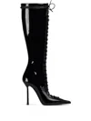 Le Silla 100mm Lace-up Pointed-toe Boots In Black