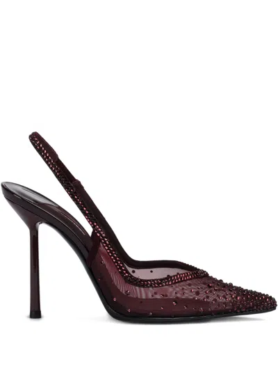 Le Silla 100mm Nicole Crystal-embellished Slingback Pumps In Burgundy