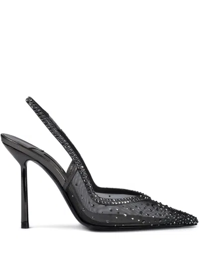 Le Silla 100mm Nicole Crystal-embellished Slingback Pumps In Gray