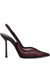 Le Silla 100mm Nicole Crystal-embellished Slingback Pumps In Burgundy