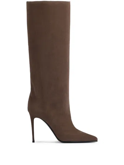 Le Silla 100mm Suede Stiletto Knee-high Boots In Brown