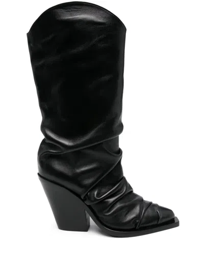 Le Silla 105mm Ruched-detailed Boots In Black