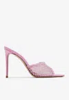 LE SILLA 110 LEATHER FISHNET CRYSTAL MULES