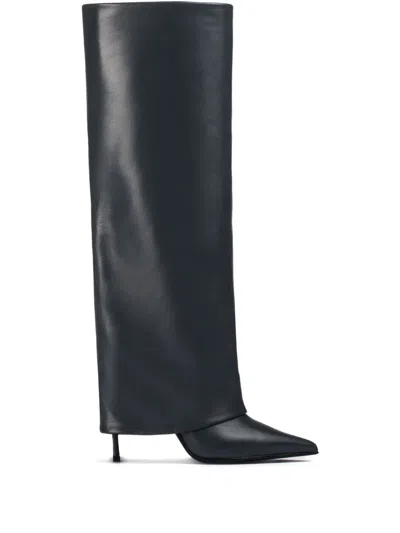 Le Silla 110mm Andy Leather Cuffed Boots In Black