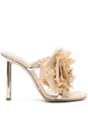 Le Silla Rose 112mm Raffia Mules In Neutrals