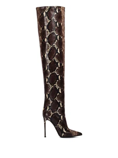 Le Silla 120mm Eva Snake-print Leather Boots In Multi