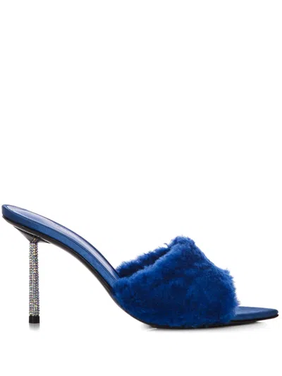 Le Silla 120mm Leather Mules In Blue