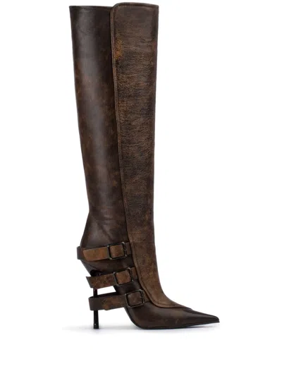 Le Silla 120mm Pointed Boots In Brown