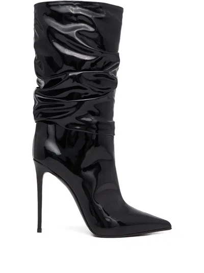 Le Silla 120mm Ruched High-shine Boots In Black