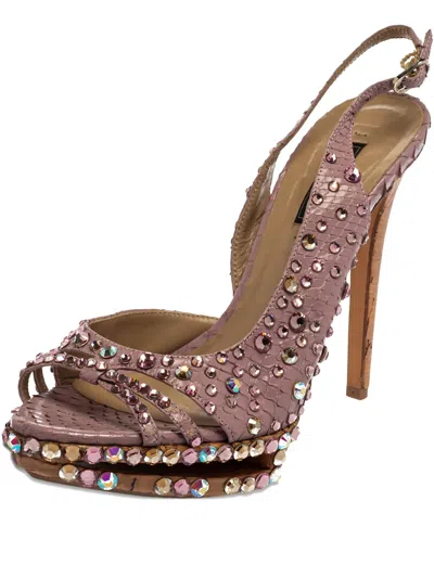 Pre-owned Le Silla 125mm Crystal-embellished Slingback Sandals