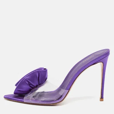 Pre-owned Le Silla Size 40 Transparent/purple Pvc And Satin Kamala Slide Sandals