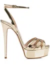 Le Silla Lola 140mm Leather Platform Sandals In Gold