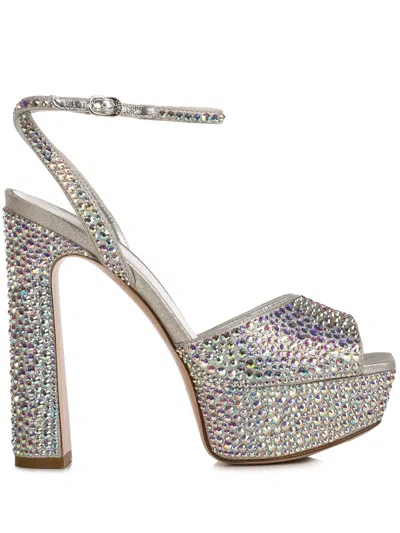 Le Silla 140mm Prince Sandals In Silver