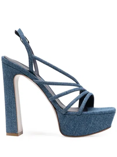 LE SILLA 145MM DENIM PLATFORM SANDALS