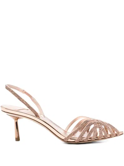 LE SILLA 60MM METALLIC-FINISH EMBELLISHED SANDALS