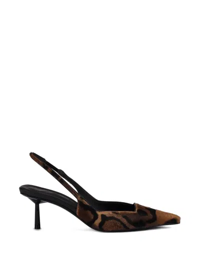 Le Silla 70mm Amelia Slingback Leopard Pumps In Brown