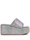 Le Silla Aiko 80mm Crystal Mules In Silver