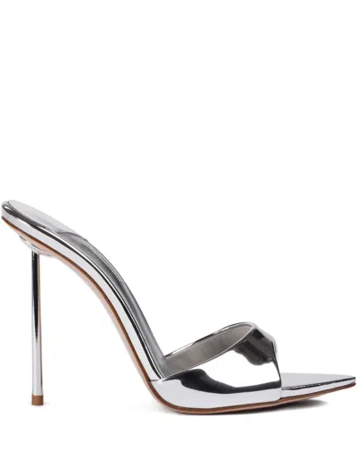 Le Silla 80mm Bella Metallic Sandals In Silver