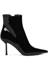 Le Silla 80mm Bella Patent Pointed-toe Ankle Boots In Black