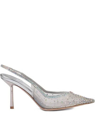 Le Silla 80mm Nicole Crystal-embellished Slingback Pumps In Silver