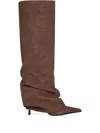 Le Silla 85 Mm Draped-cuff Leather Boots In Brown